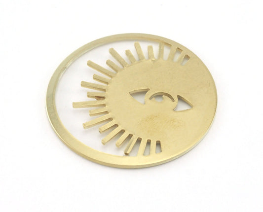Round Star Crescent Sun Charms Pendant Tag Brass 30mm 0.8 mm Findings 4157
