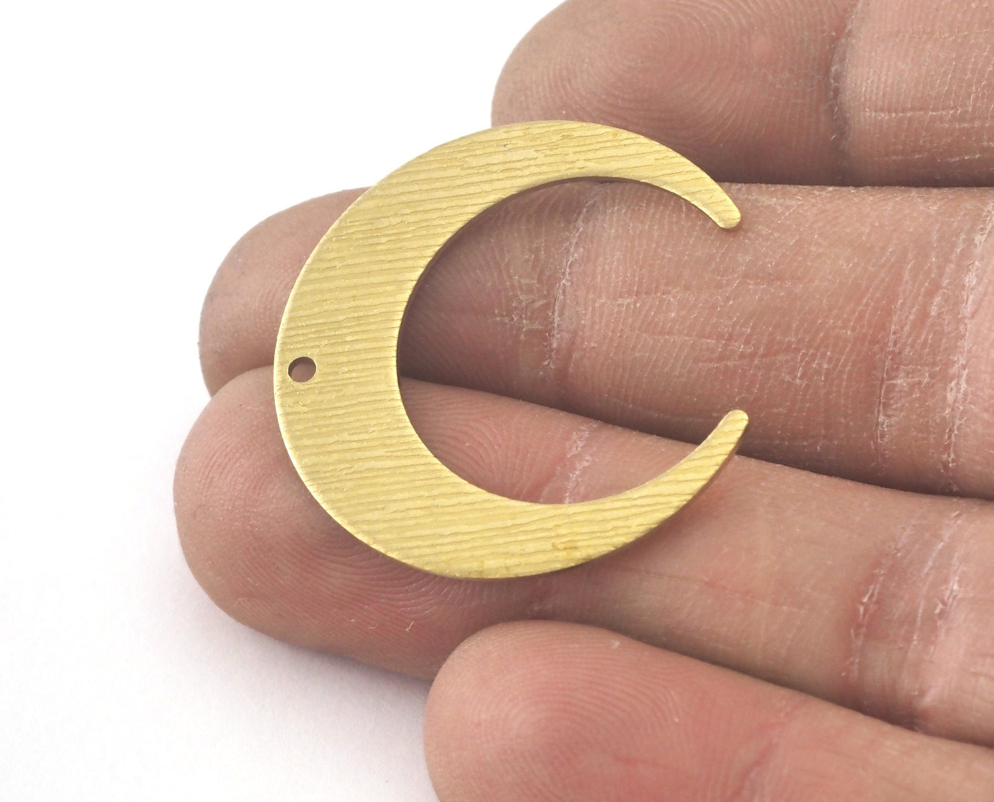 Crescent Moon 30mm Brushed Raw Brass (1 hole) Charms Findings Stampings 4160-225