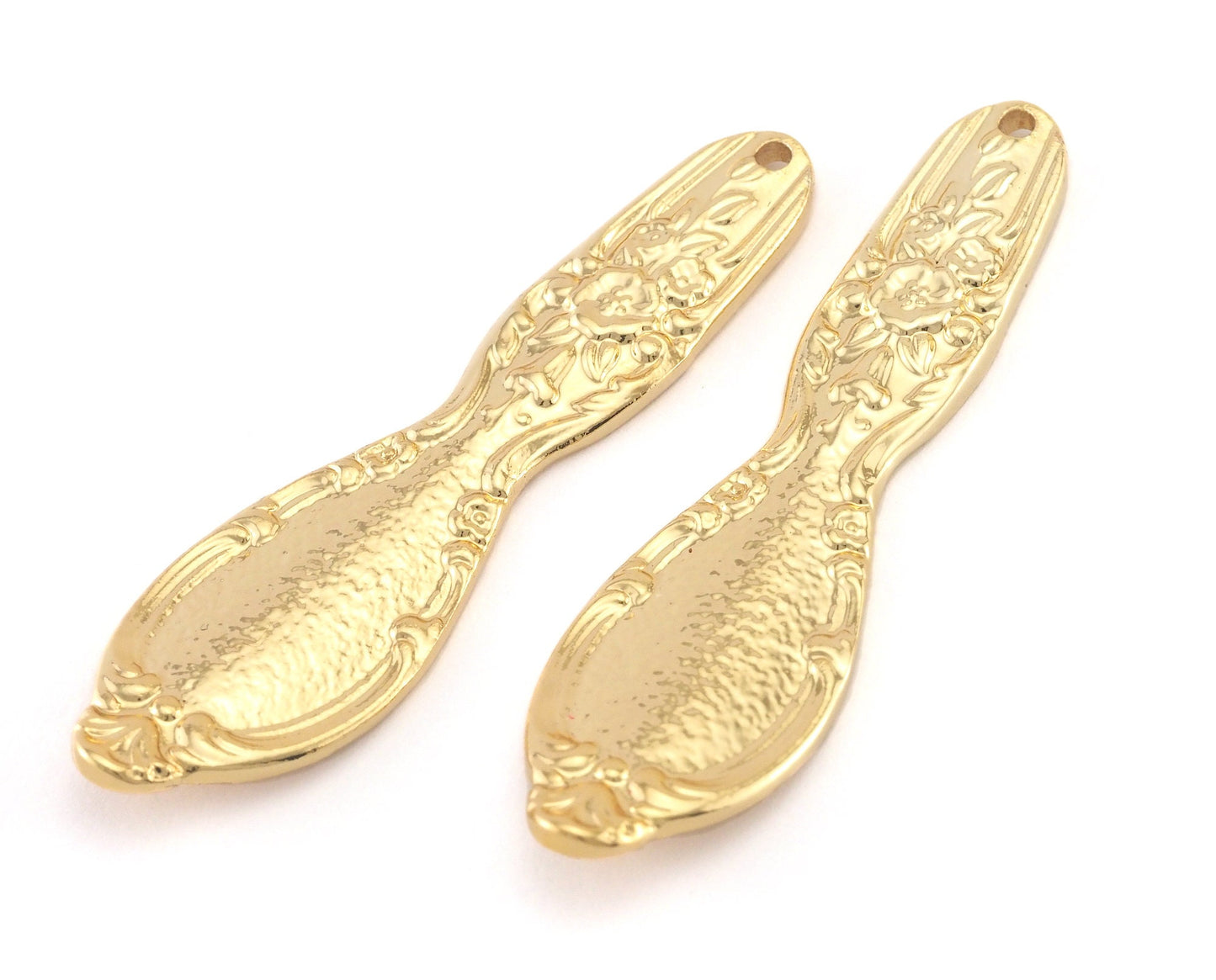 Spoon Pendant Flower Patterned Gold plated brass 4055