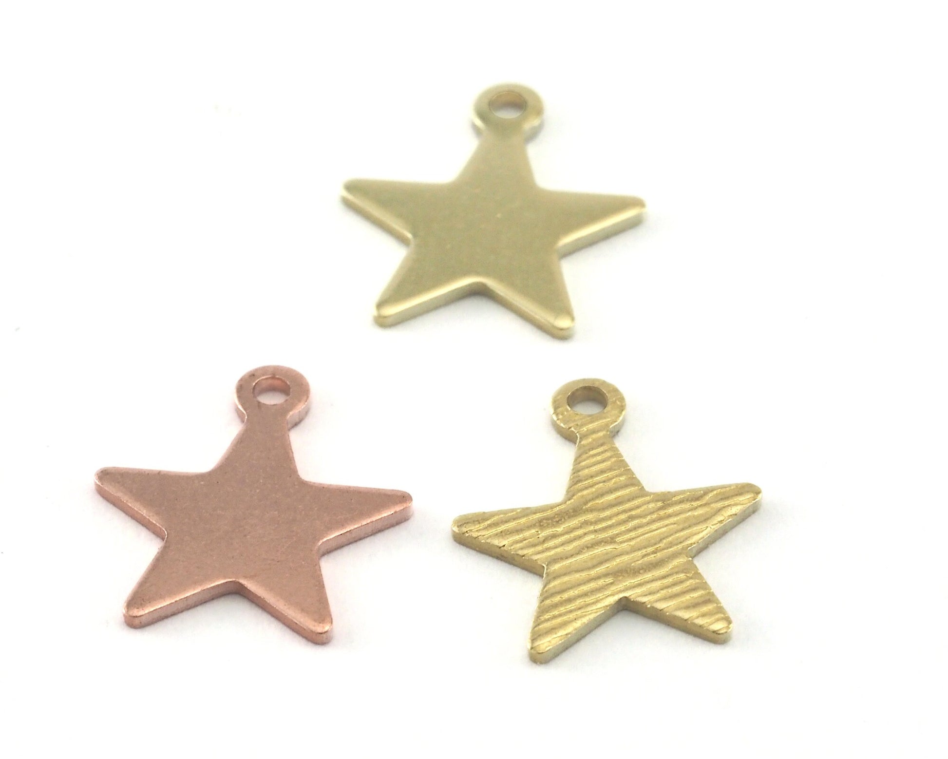 Star Charms Pendant Raw Brushed Brass - Copper - 14x12mm Thickness: 0.8mm 2010-50 tmlp