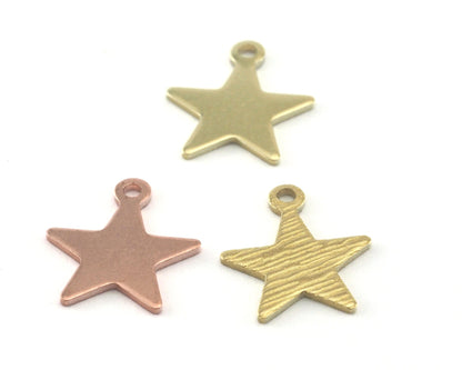 Star Charms Pendant Raw Brushed Brass - Copper - 14x12mm Thickness: 0.8mm 2010-50 tmlp