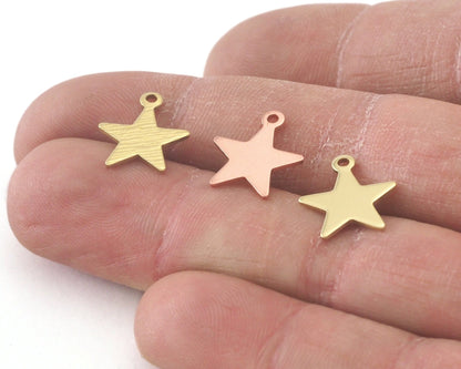 Star Charms Pendant Raw Brushed Brass - Copper - 14x12mm Thickness: 0.8mm 2010-50 tmlp
