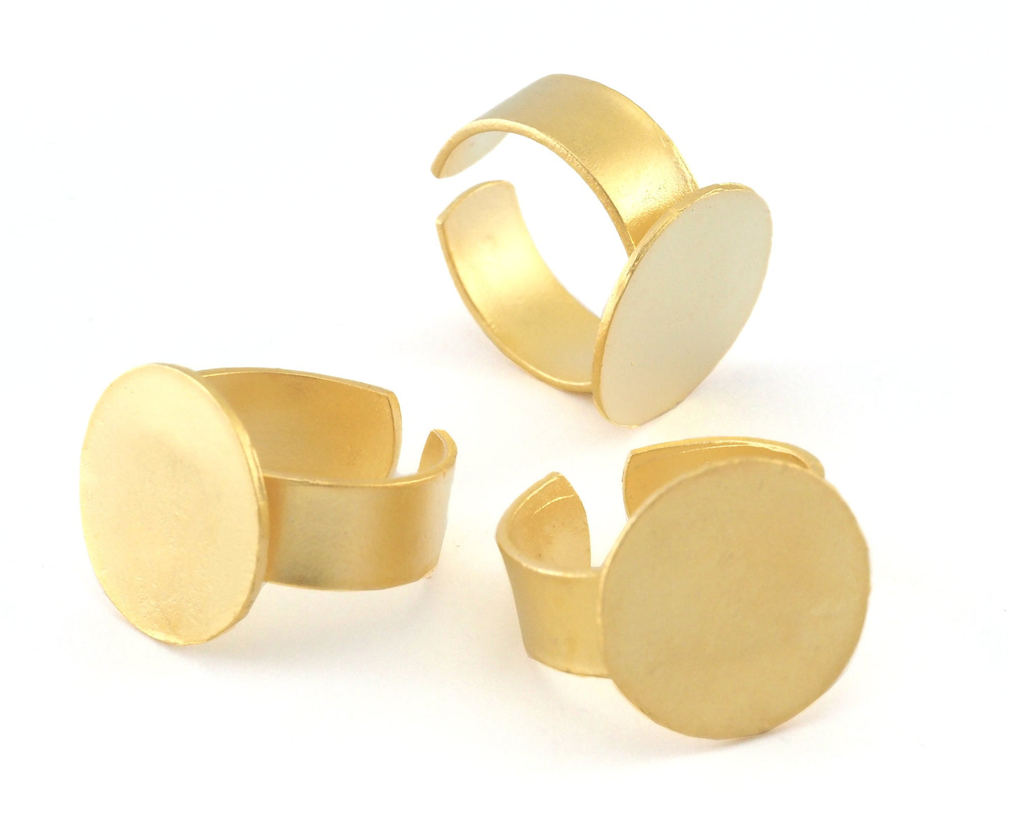 Signet Ring Adjustable Ring Blank - Matte Gold plated Brass 18mm Blank (17.5-20mm 7-10US inner size - Adjustable ) OZ3953