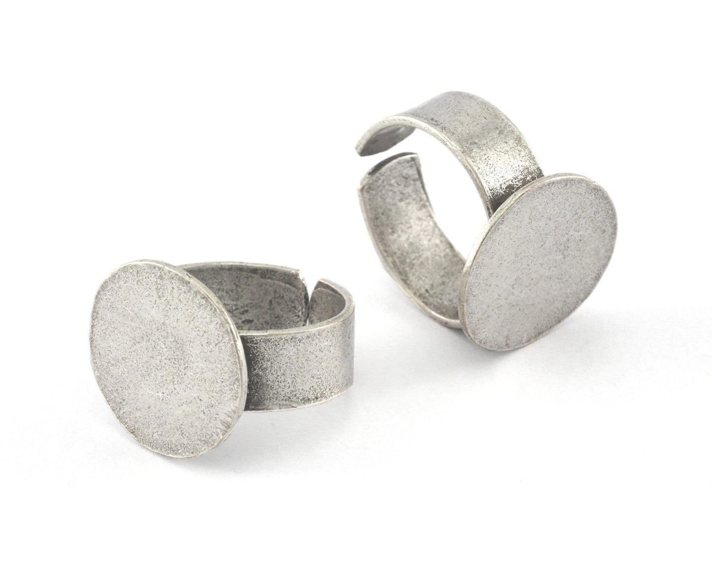 Signet Ring Adjustable Ring Blank - Antique Silver plated Brass 18mm Blank (17.5-20mm 7-10US inner size - Adjustable ) OZ3953