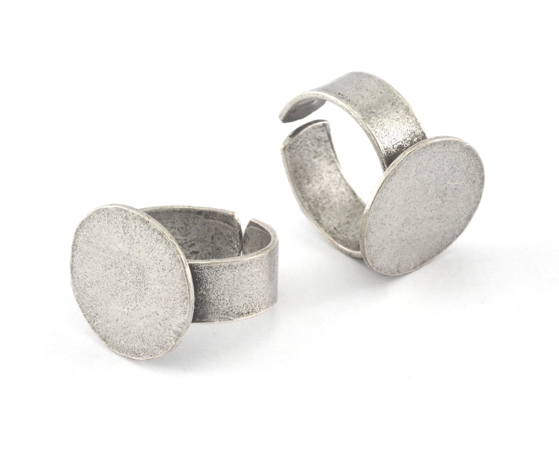 Signet Ring Adjustable Ring Blank - Antique Silver plated Brass 18mm Blank (17.5-20mm 7-10US inner size - Adjustable ) OZ3953