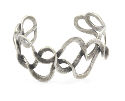 Twisted Swirl Cuff Adjustable Bracelet Antique silver plated brass (55mm inner size ) OZ4030