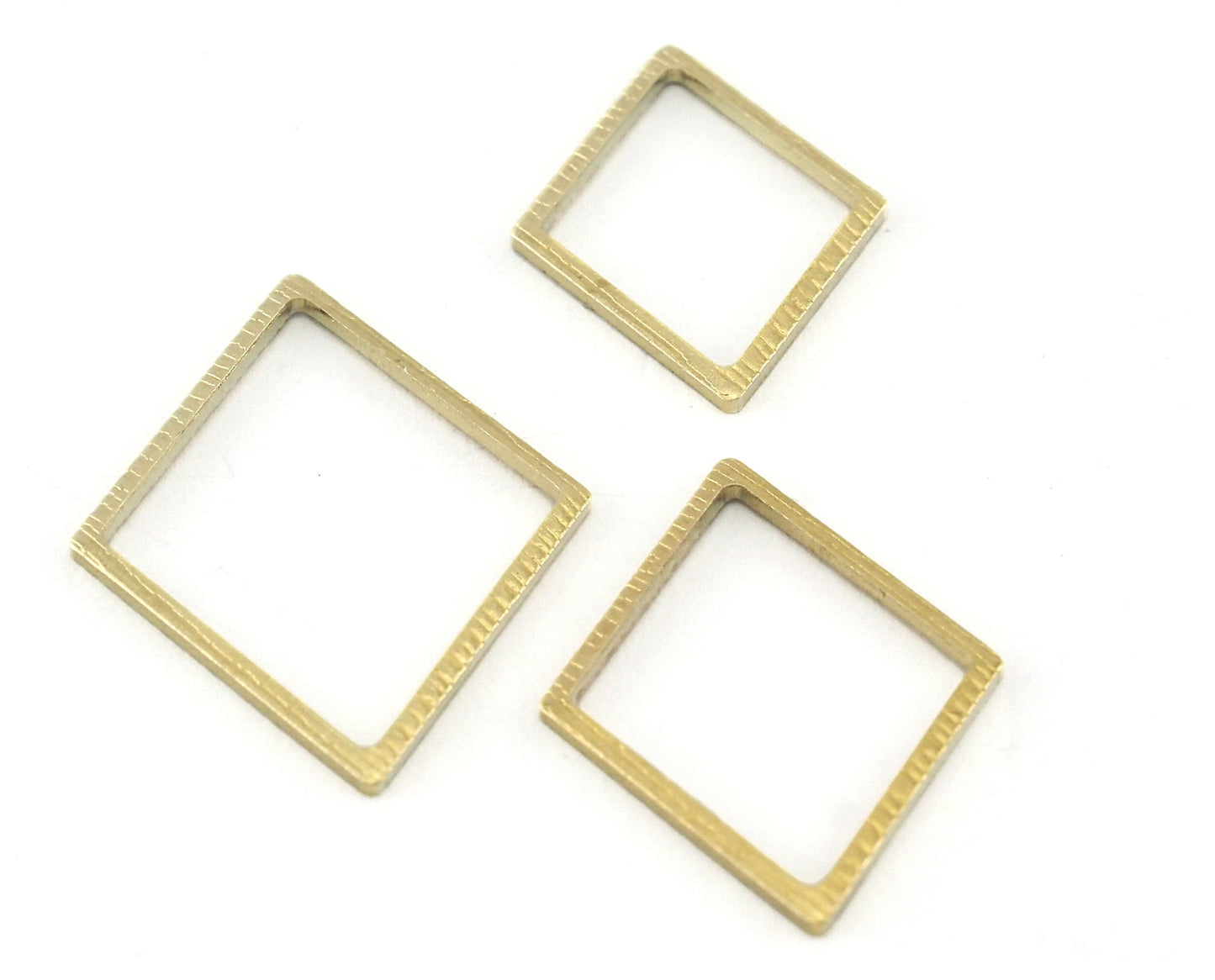 Rhombus brushed frame hoops raw brass charms findings connector 3 sizes scs Raf3