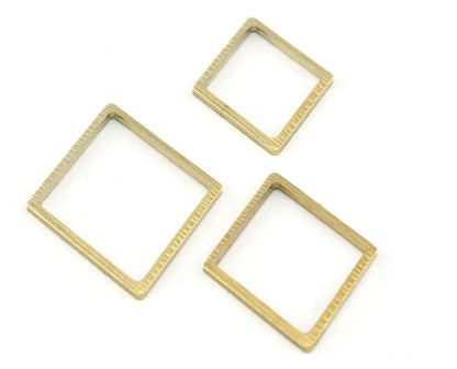 Rhombus brushed frame hoops raw brass charms findings connector 3 sizes scs Raf3