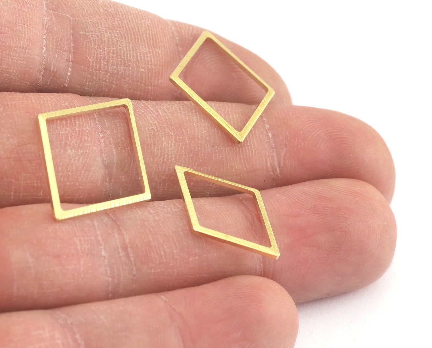 Rhombus brushed frame hoops raw brass charms findings connector 3 sizes scs Raf3