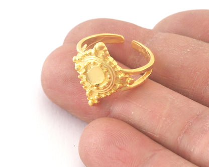 Adjustable Ring Bezel (5mm) Matte Gold Plated Brass (18mm 8US inner size - Adjustable ) OZ3379