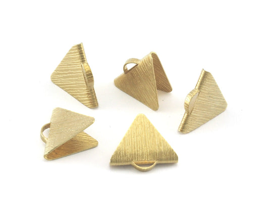 Triangle Crimp Brushed Raw brass findings with Loop Ribbon Crimp cap tassel holder 15x13mm OZ4175