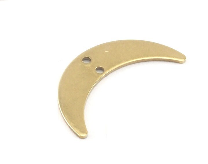 Crescent moon pendant raw brass charms 25mm (0.8mm thickness) (hole types available) findings R324-115