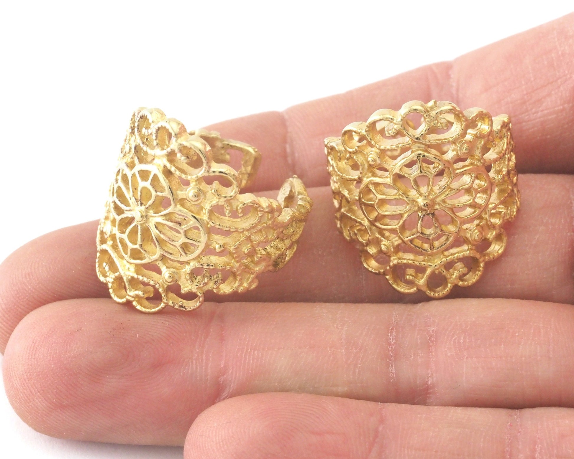 Adjustable Ring Filigree Raw Rrass (20mm 10US inner size) OZ3062