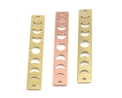 Rectangle Half Moon Star (states of the moon holes ) Copper - raw brass 6x40mm 2 holes charms findings R322-130