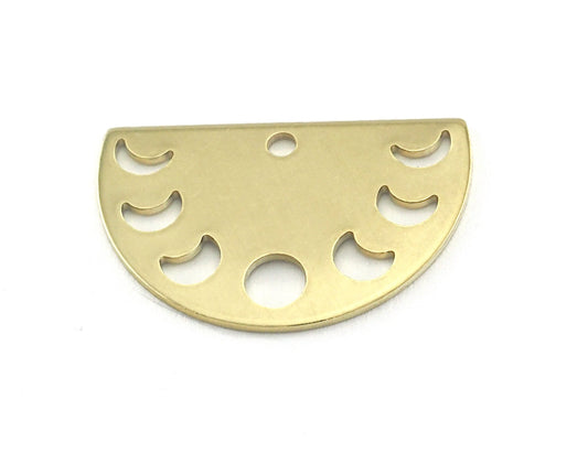 Semi Circle Half Moon (states of the moon holes ) raw brass 22x14mm (0.8mm thickness) 1 hole charms findings blank OZ4111-130