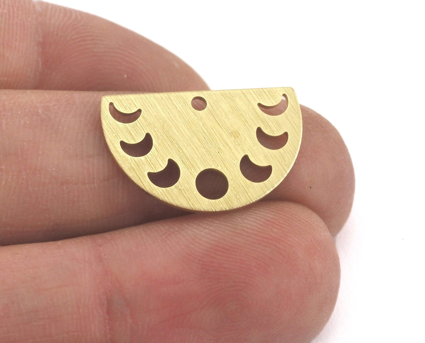 Semi Circle Half Moon (states of the moon holes ) Brushed brass 22x14mm (0.8mm thickness) 1 hole charms findings blank OZ4111-130