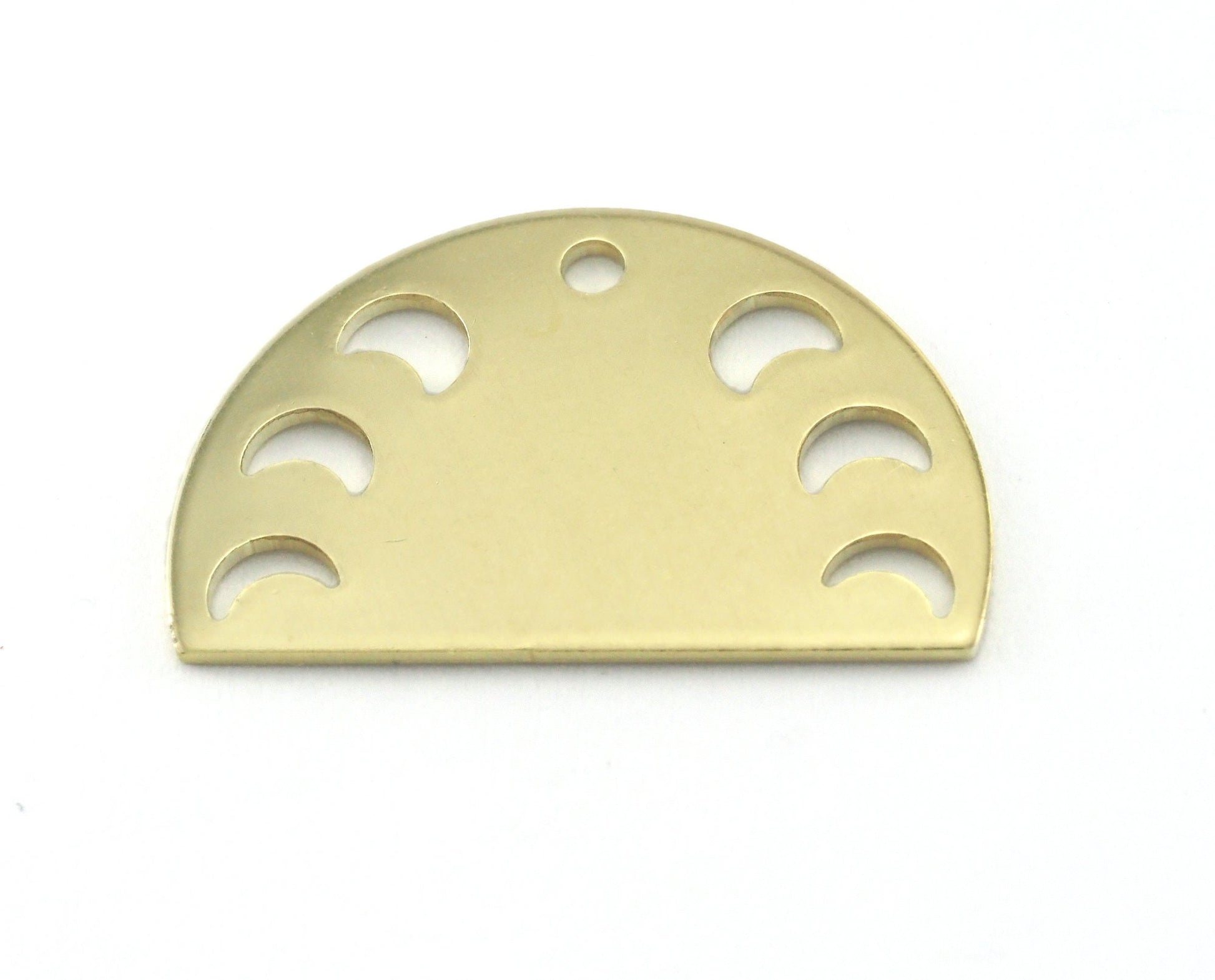 Semi Circle Half Moon (states of the moon holes ) raw brass 22x14mm (0.8mm thickness) 1 hole charms findings blank OZ4113-130