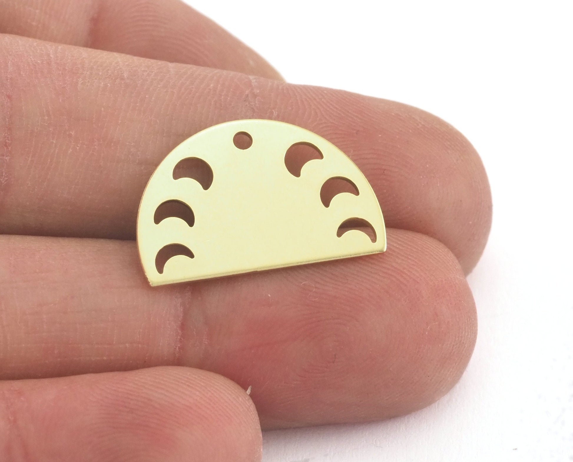 Semi Circle Half Moon (states of the moon holes ) raw brass 22x14mm (0.8mm thickness) 1 hole charms findings blank OZ4113-130