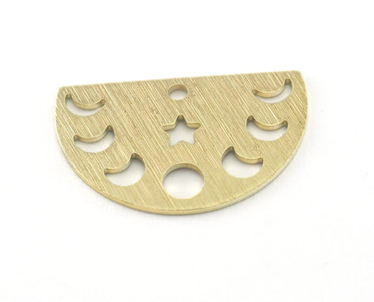 Semi Circle Half Moon Star (states of the moon holes ) Brushed brass 22x14mm (0.8mm thickness) 1 hole OZ4114-130