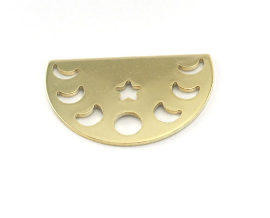 Semi Circle Half Moon Star (states of the moon holes ) raw brass 22x14mm (0.8mm thickness) No hole charms findings blank OZ4115-130