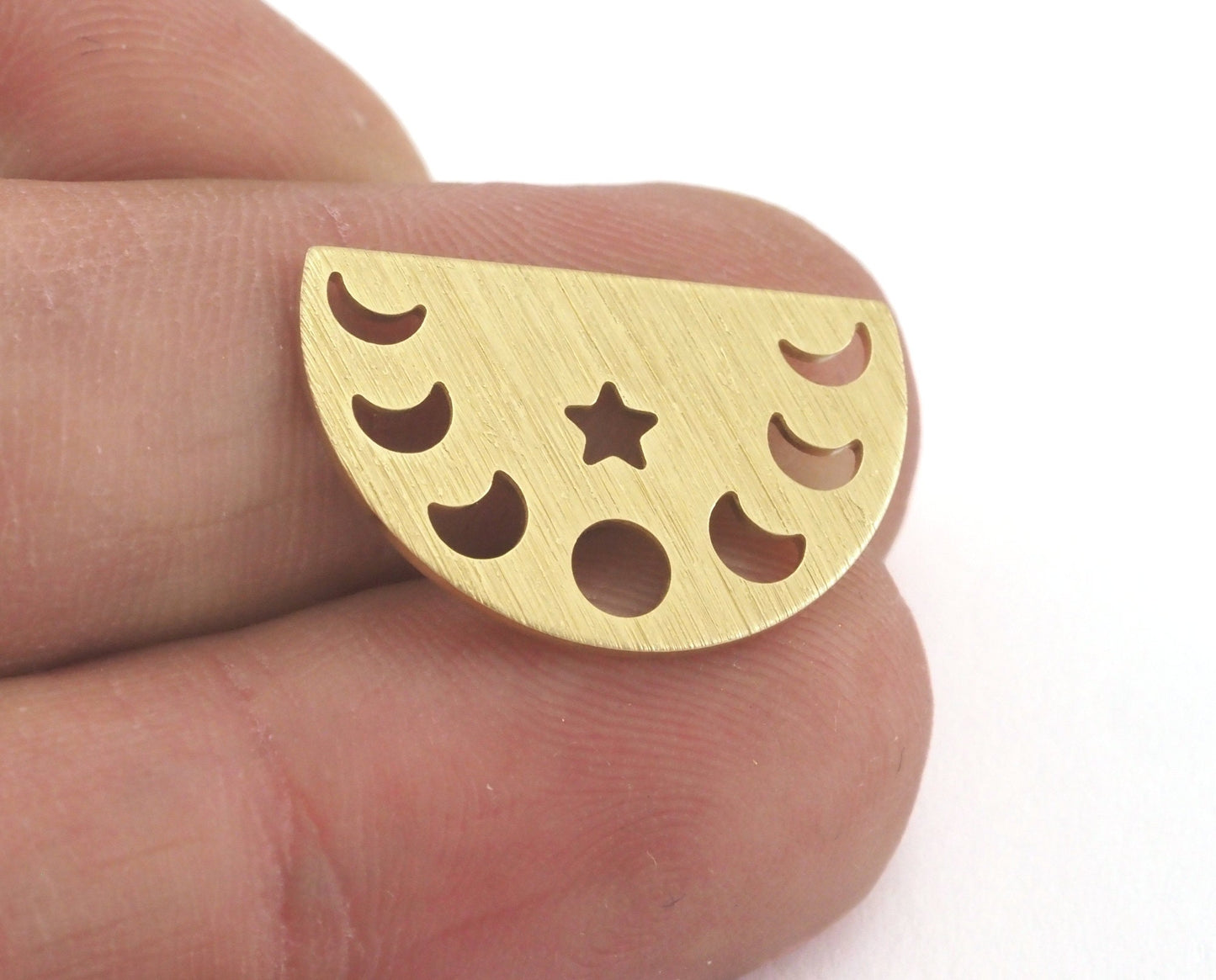 Semi Circle Half Moon Star (states of the moon holes ) Brushed brass 22x14mm (0.8mm thickness) No hole charms findings blank OZ4115-130