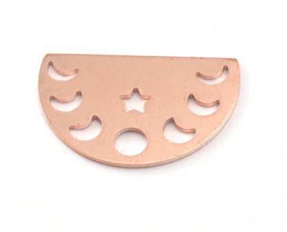 Semi Circle Half Moon Star (states of the moon holes ) Raw copper 22x14mm (0.8mm thickness) No hole charms findings blank OZ4115-130