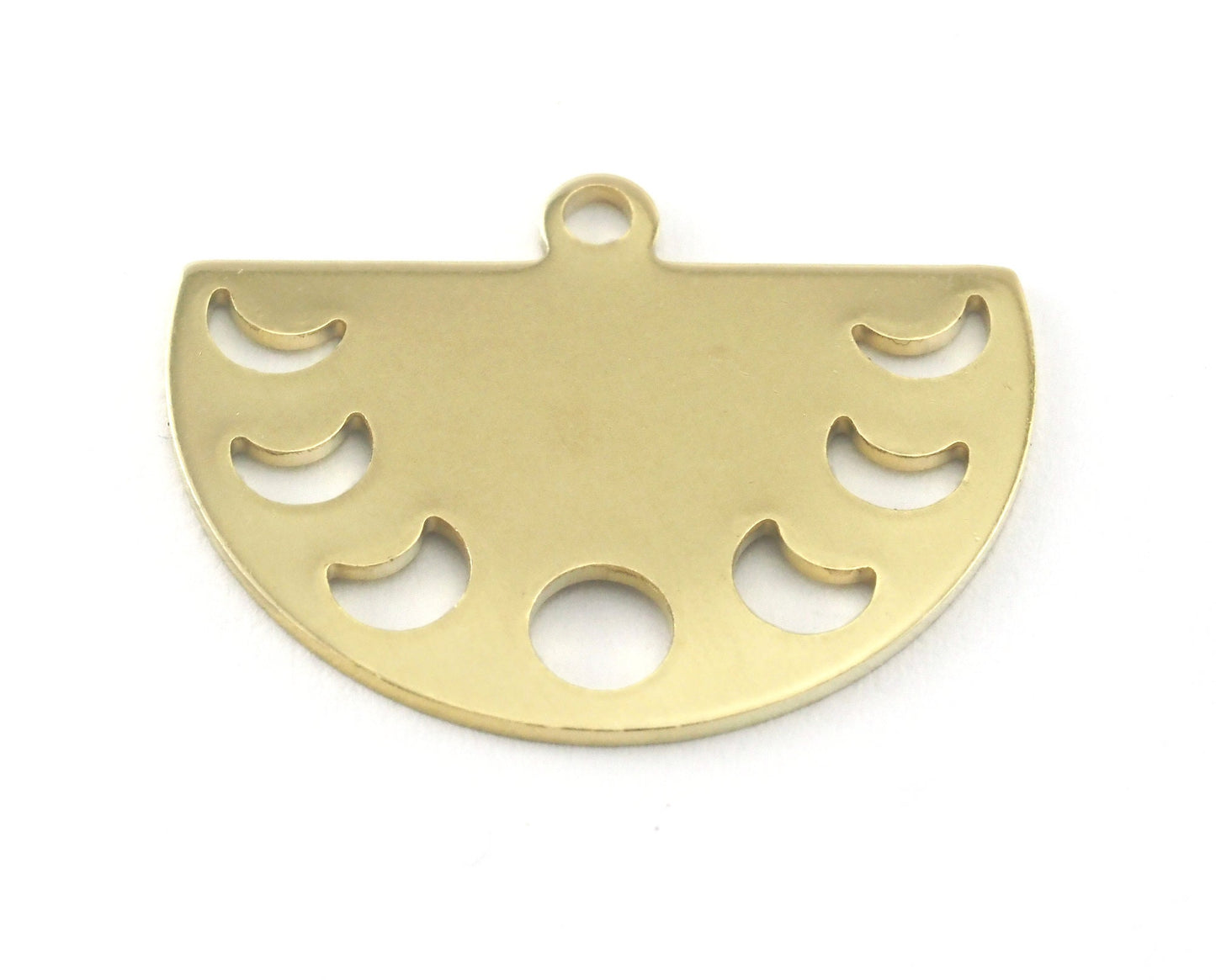 Semi Circle Half Moon (states of the moon holes ) raw brass 22x16mm (0.8mm thickness) 1 loop charms findings blank OZ4116-130