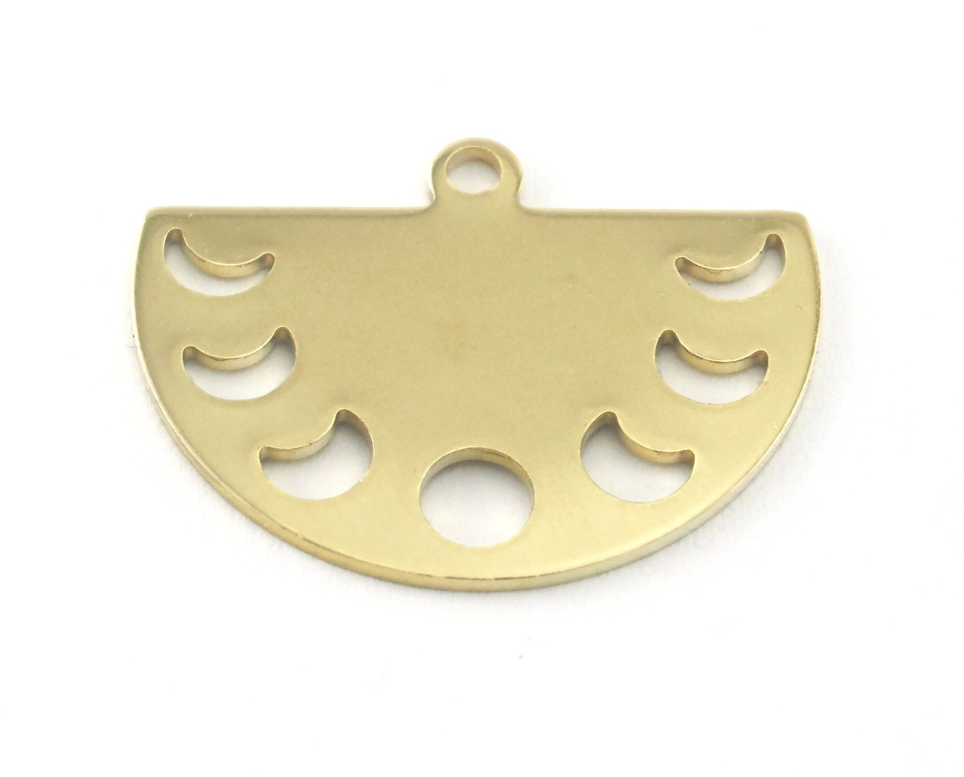Semi Circle Half Moon (states of the moon holes ) raw brass 22x16mm (0.8mm thickness) 1 loop charms findings blank OZ4116-130