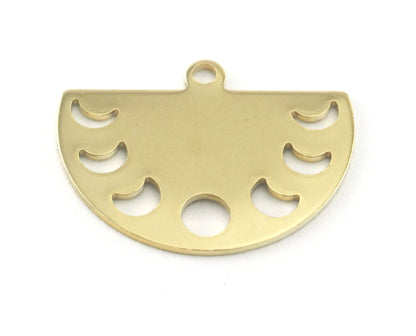 Semi Circle Half Moon (states of the moon holes ) raw brass 22x16mm (0.8mm thickness) 1 loop charms findings blank OZ4116-130