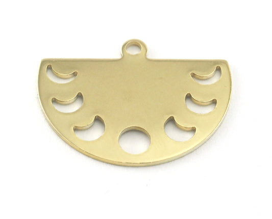 Semi Circle Half Moon (states of the moon holes ) raw brass 22x16mm (0.8mm thickness) 1 loop charms findings blank OZ4116-130