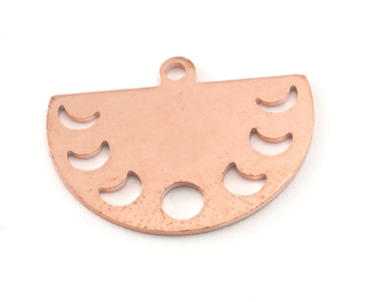 Semi Circle Half Moon (states of the moon holes ) Raw copper 22x16mm (0.8mm thickness) 1 loop charms findings blank OZ4116-130