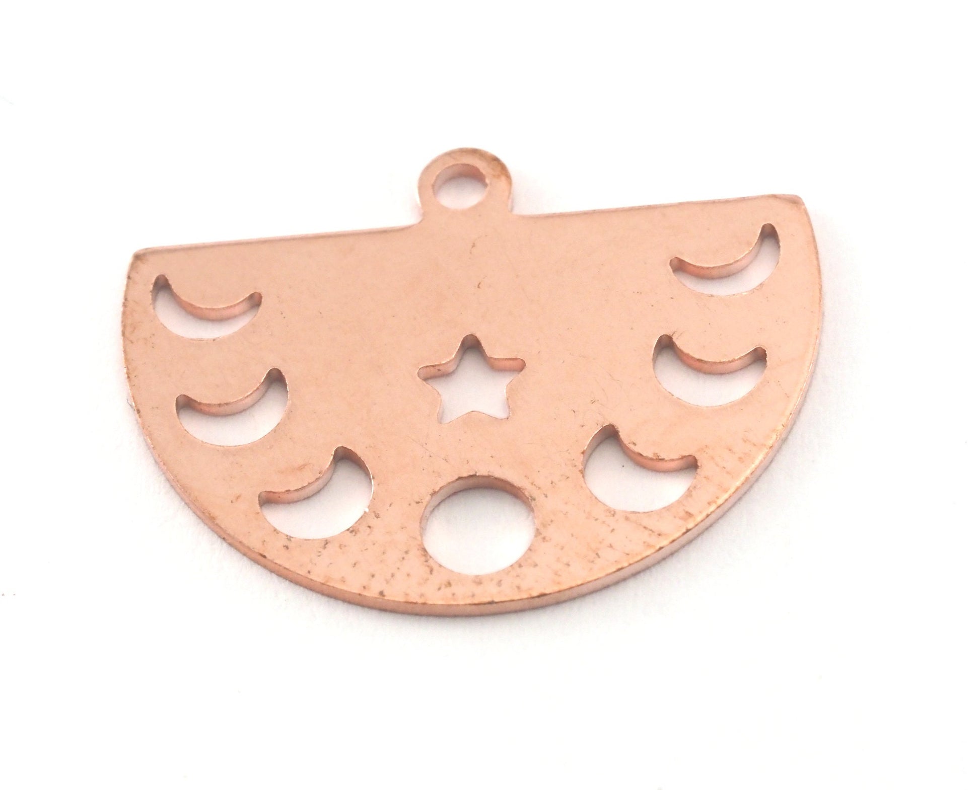 Semi Circle Half Moon Star (states of the moon holes ) Raw copper 22x16mm (0.8mm thickness) 1 loop charms findings blank OZ4117-130