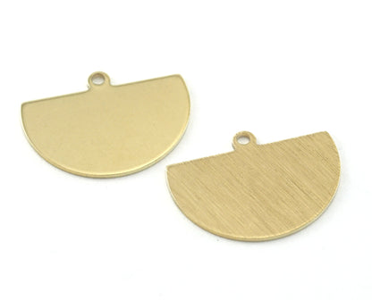 Semi Circle Half Moon raw brass or brushed 22x16mm (0.8mm thickness) 1 loop tag charms findings blank OZ4119-130