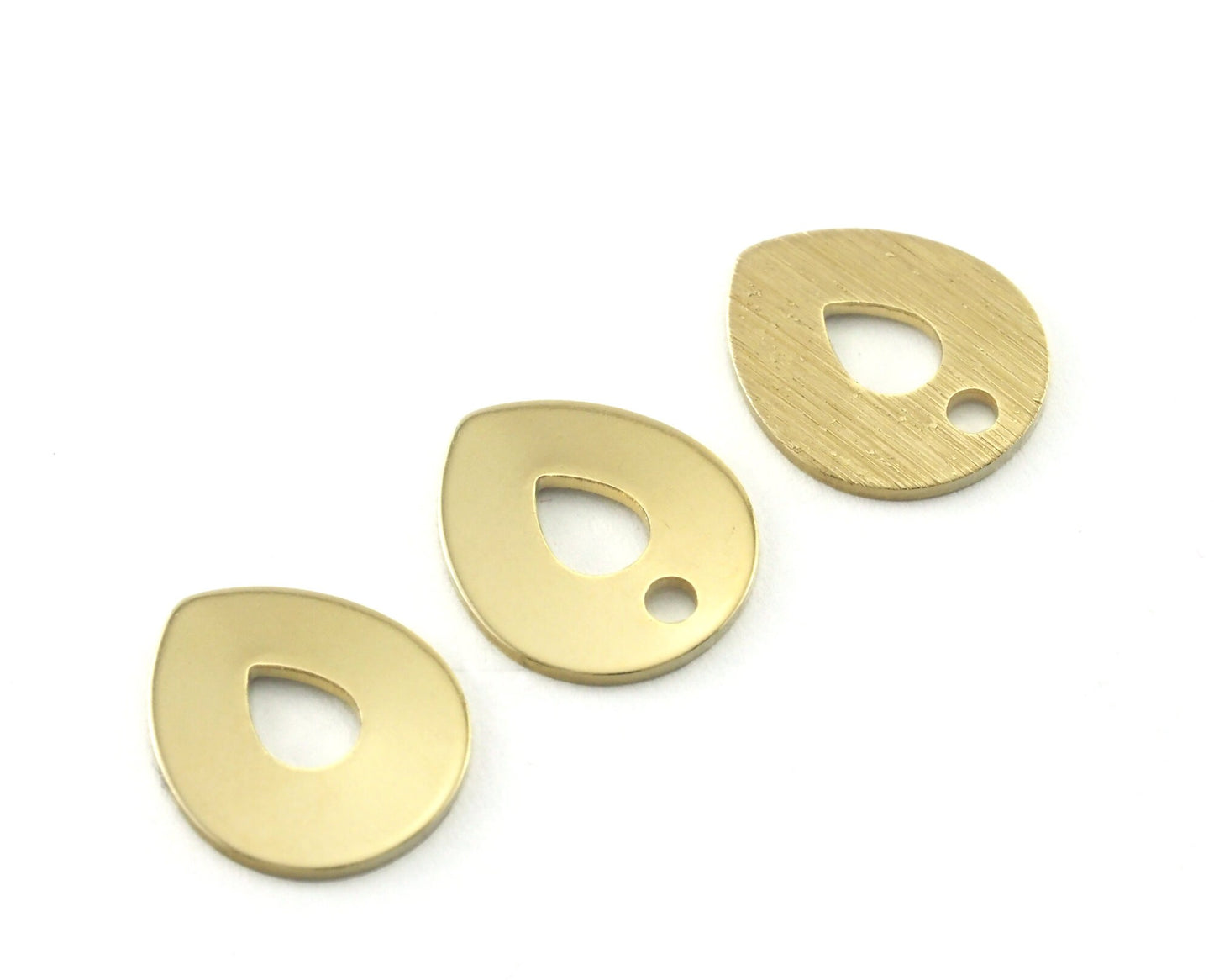 Drop charms raw brass or brushed 12x10mm findings OZ4122-50