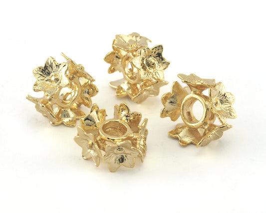 flower shape spacer gold plated brass 13 mm (hole 4 mm) brass findings spacer bead 424