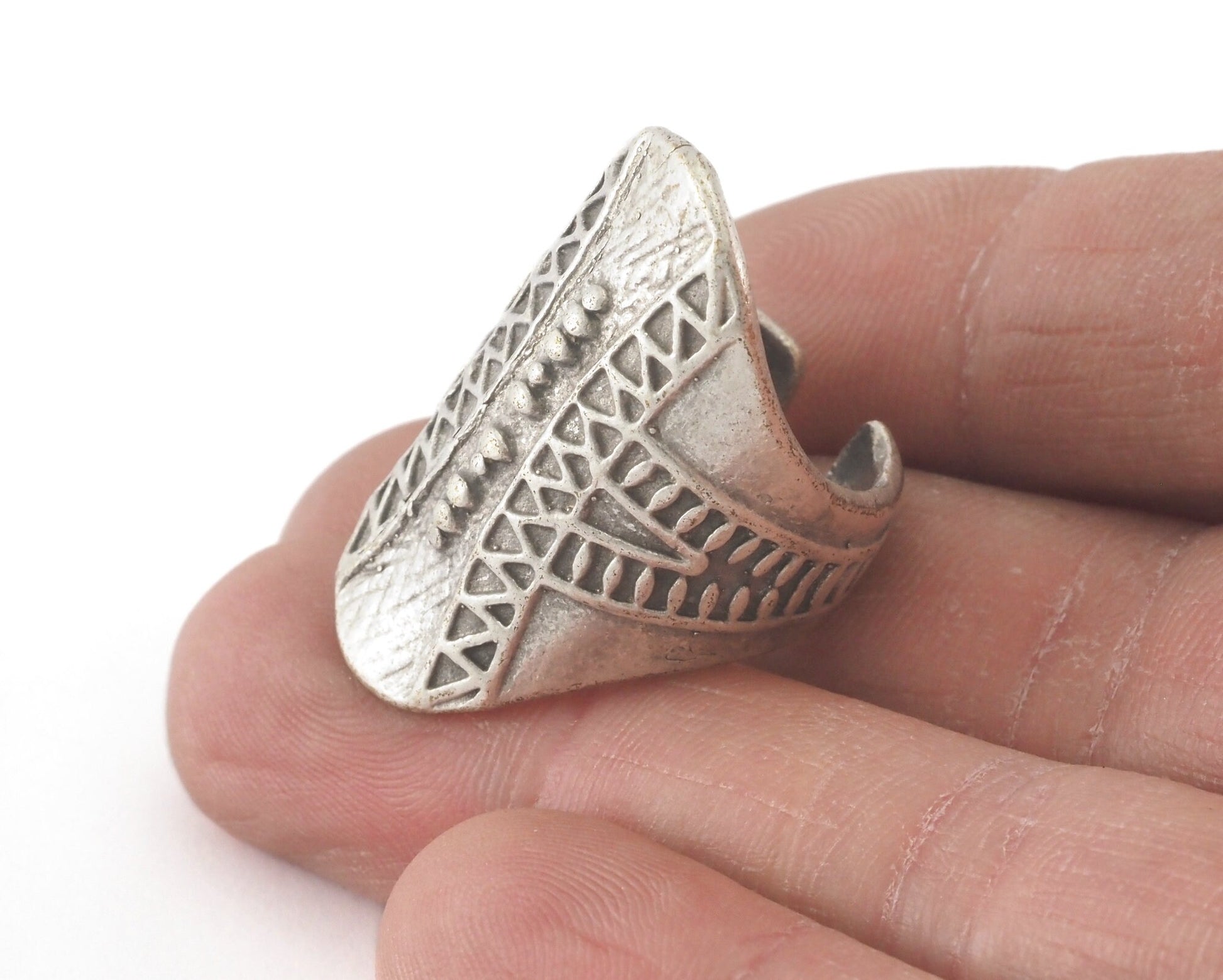 Rustic Ring Textured Adjustable Ring Antique Silver Plated Brass (21mm 11US inner size) 4060 ring33