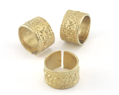 Minimalist Band Ring Textured Adjustable Raw Brass (15.5mm 4US inner size) 4096