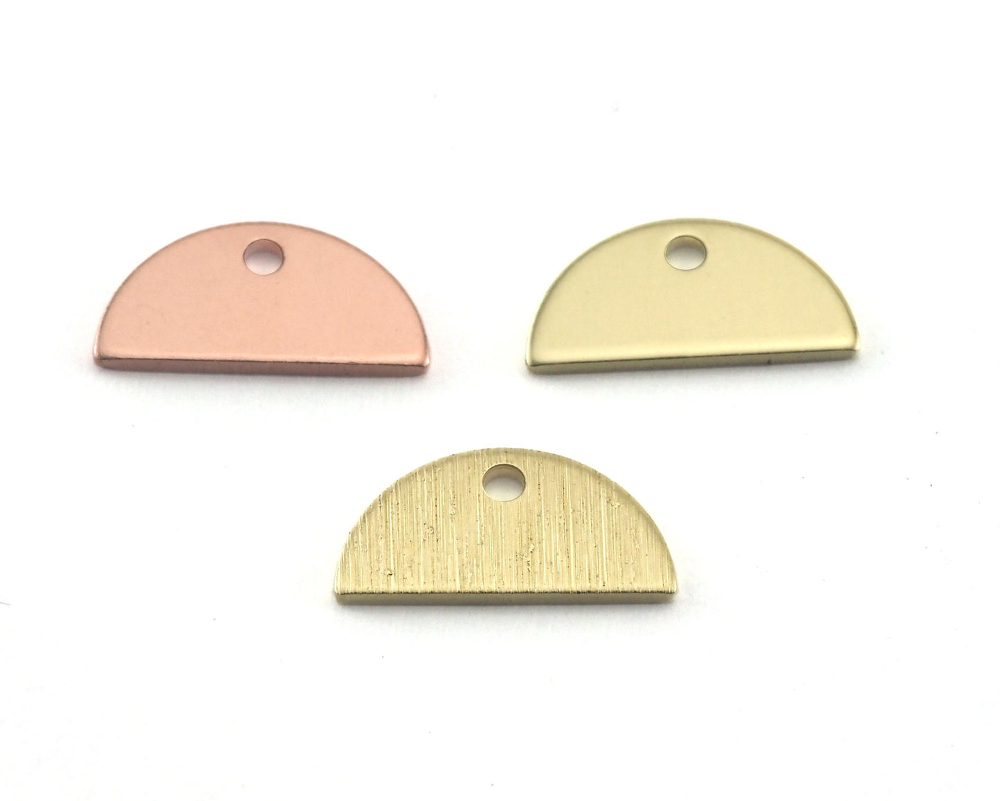 Semi Circle Half Moon copper - raw brass 6x12mm (0.8mm thickness) charms findings blank R326