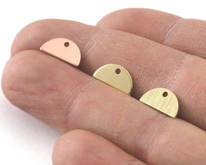 Semi Circle Half Moon copper - raw brass 6x12mm (0.8mm thickness) charms findings blank R326