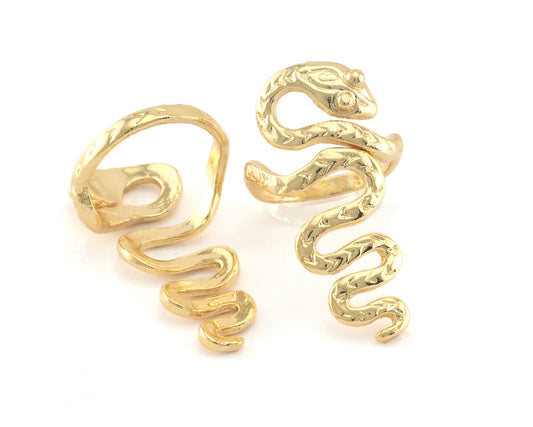 Snake Adjustable Statement Animal Gold Plated Brass (17mm - 18.5mm 6.5US - 8.5US inner size) Oz4005