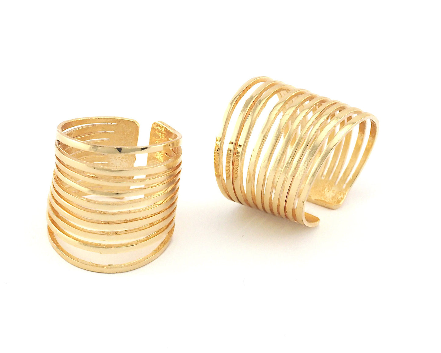 Adjustable Cage Ring Gold Plated Brass 10 line (17.5-20mm 7-10US inner size) OZ2653