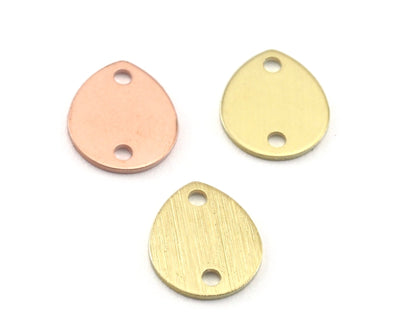 Drop Shape Connector Charms Antique Silver - Copper - Brass - Brushed 2 hole 12x10mm thickness 0.8mm 4186