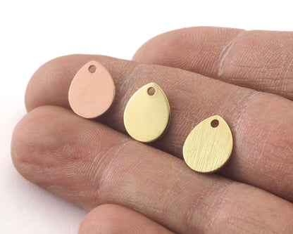 Drop Shape Charms Copper - Brass - Brushed 1 hole 12x10mm thickness 0.8mm 4187