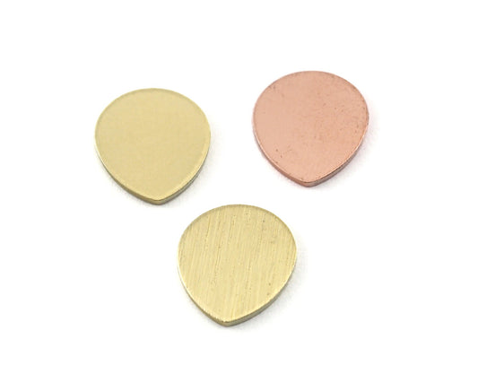 Drop Shape Charms Copper - Brass - Brushed no hole 12x10mm thickness 0.8mm 4189