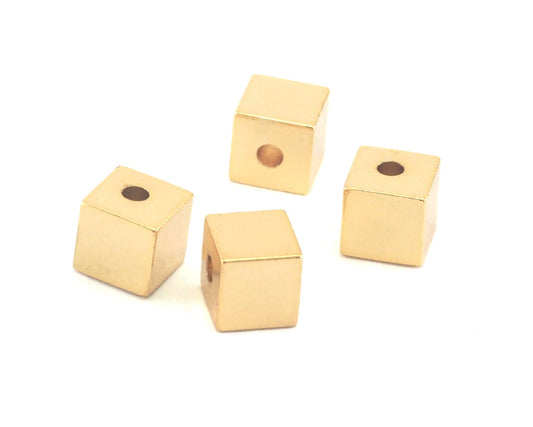 Square Cube Gold Plated Brass stamping cube 6x6mm 1/4"x1/4" finding (2mm 5/64" 13 gauge hole ) bab2 1610