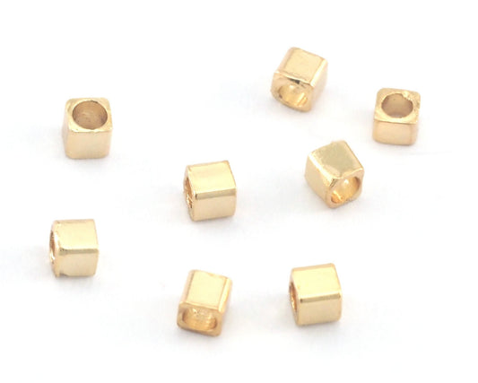 Square Cube Gold Plated 2x2mm 5/64"x5/64" bab1.4 050