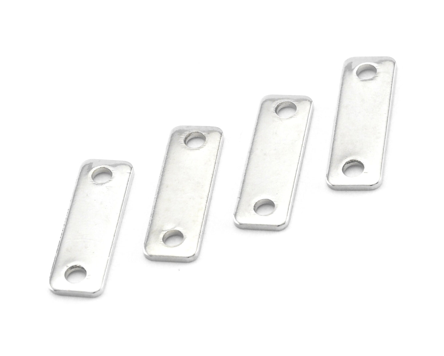 Rectangle 2 Hole Connector Silver Tone Brass 5x15mm Charms ,Findings 1577-44 tmlp