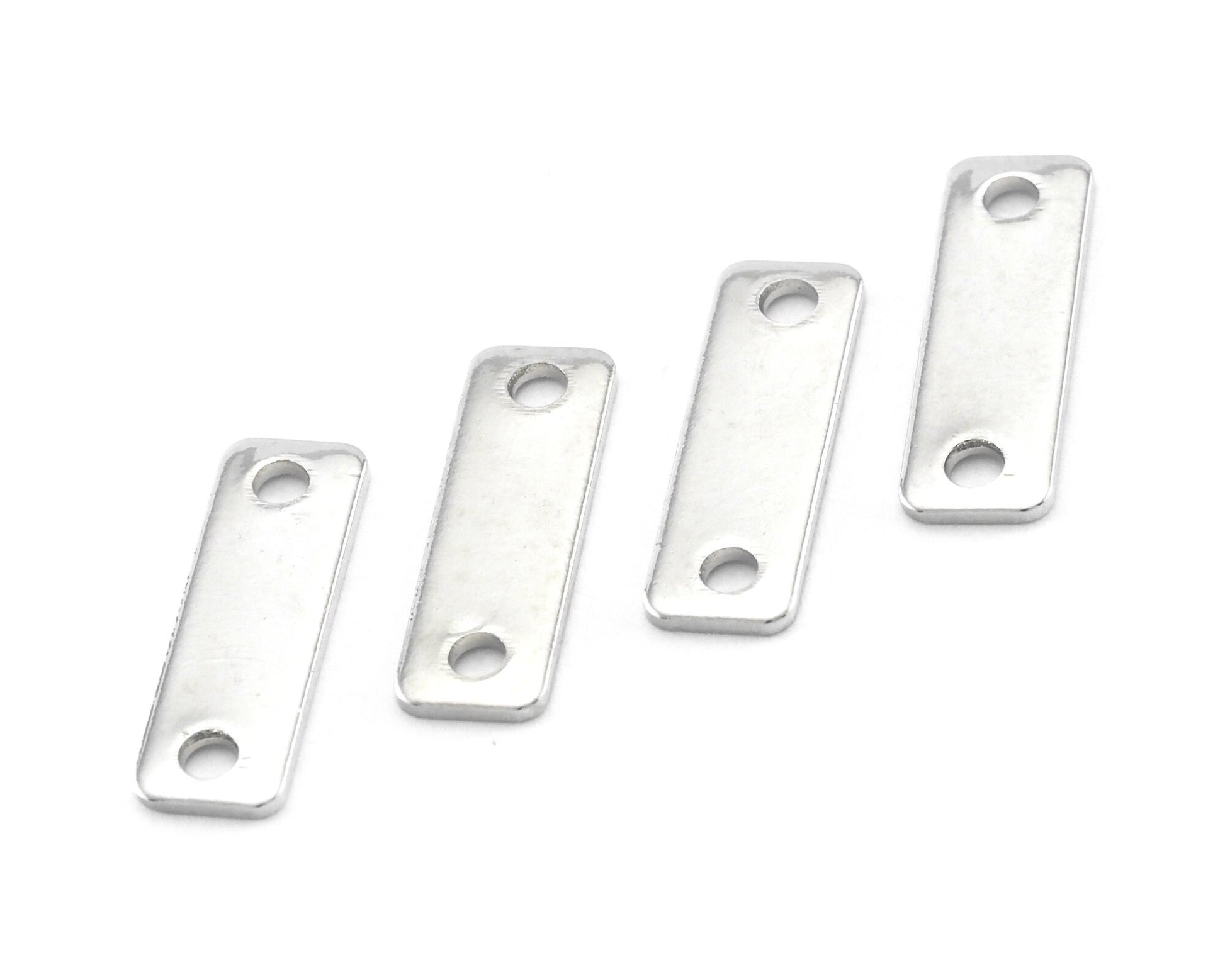 Rectangle 2 Hole Connector Silver Tone Brass 5x15mm Charms ,Findings 1577-44 tmlp