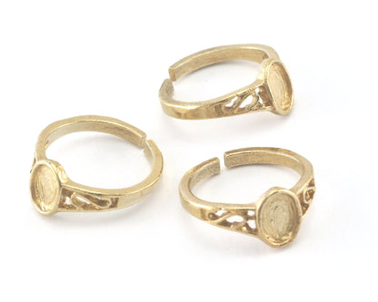 Ring Adjustable ring raw brass with 5x7mm base setting 5-7US 2235