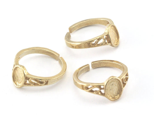 Ring Adjustable ring raw brass with 5x7mm base setting 5-7US 2235